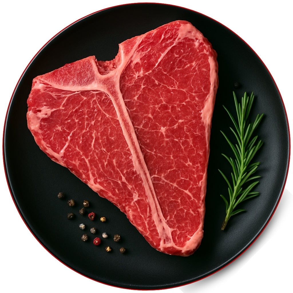 Prime Range Fresh Thick Cut Beef T-Bone Steak Raw View – Marbled T-Bone Cut
